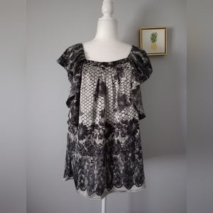 Top Women NUE options  color black and gray size L Ruffle Slevees Good New